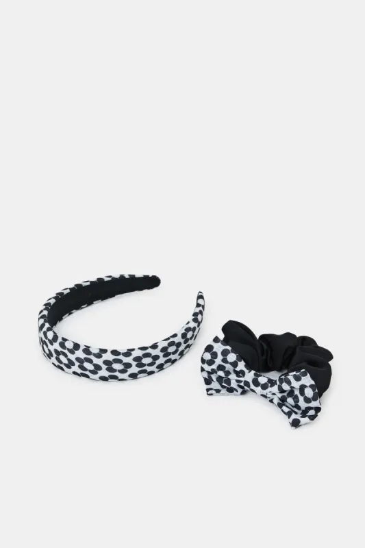 Women Black And White Headband With Scrunchy Set (Pack of 2) sold by Redtag