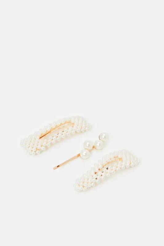 Women Gold Embellished Hair Clips (Pack of 3) sold by Redtag