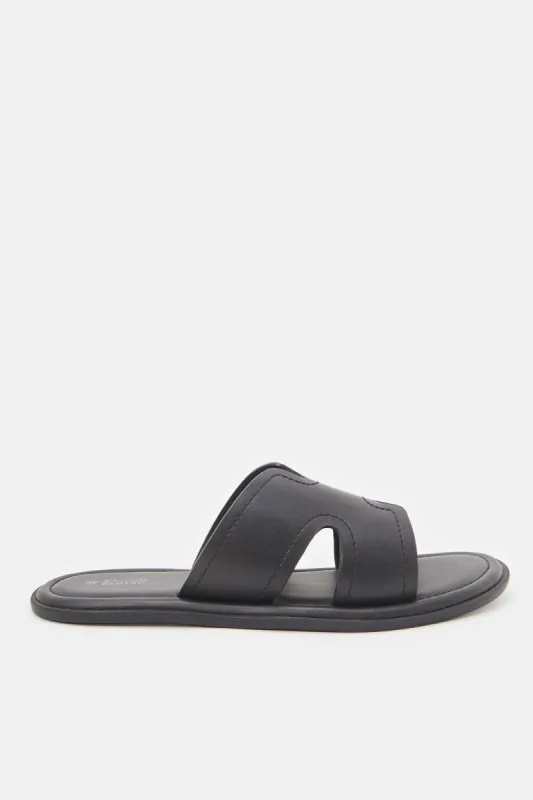 Men Black H Strap Sandals sold by Redtag