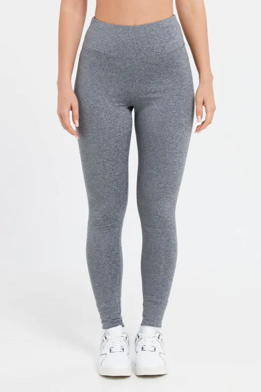 Women Grey Plain High Waist Leggings sold by Redtag