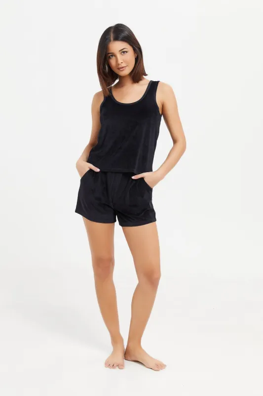 Women Black Ribbed Cami Set (2 Piece) sold by Redtag