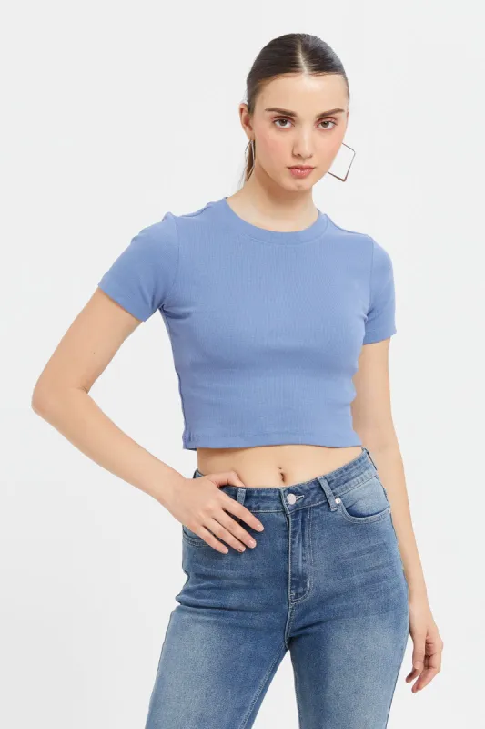 Woman Blue Crop Top sold by Redtag