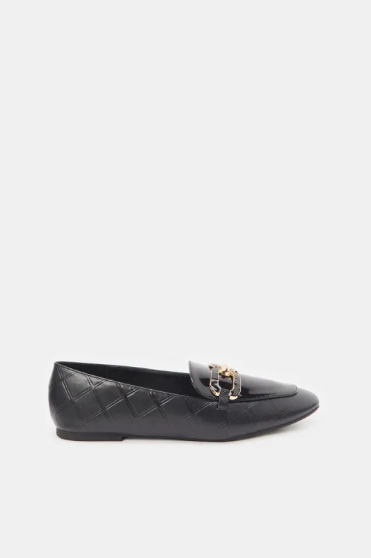 Women Black Patent Loafers sold by Redtag
