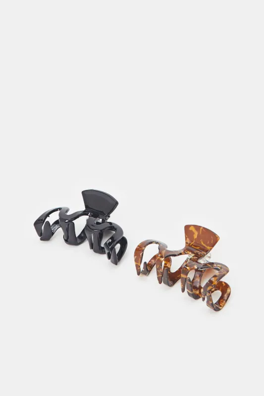 Women Black And Brown Hair Claw Set (2 Piece) sold by Redtag