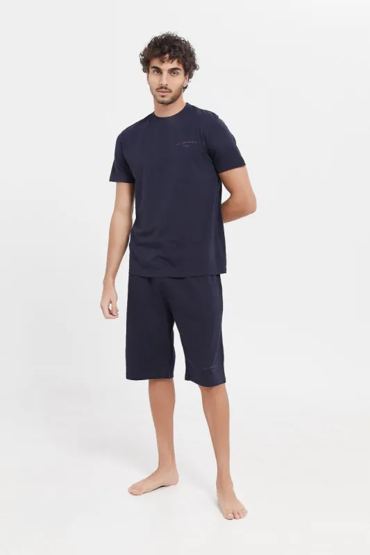 Men Plain Navy Pyjama Set (2 Piece) sold by Redtag