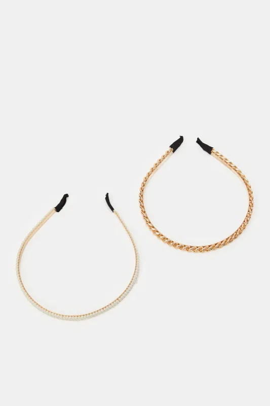 Women Gold Embellished Headbands Set (Pack of 2) sold by Redtag