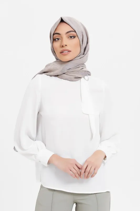 Women Ivory Neck Trim Detailed Blouse sold by Redtag