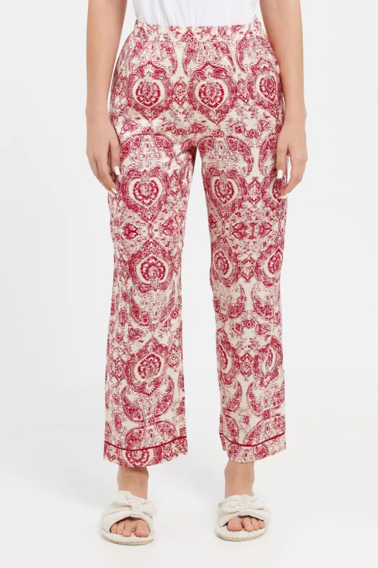 Women White And Red Printed Pyjama Bottom sold by Redtag