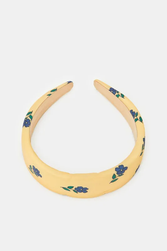 Women Yellow Printed Headband sold by Redtag