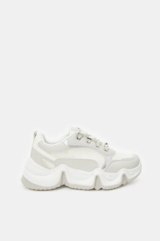 Women White Chunky Trainers sold by Redtag