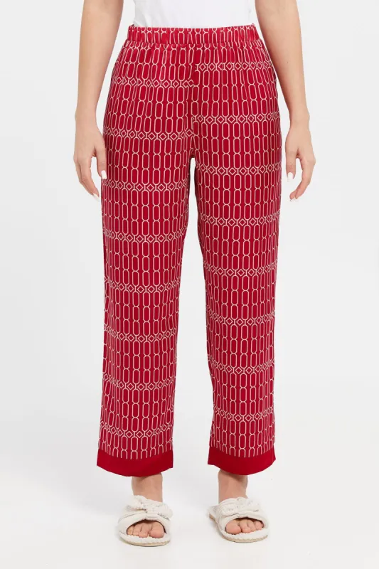 Women Red Classic Satin Pyjama Bottom made by Redtag