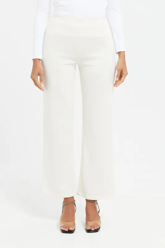 Women White High Waist Wide Leg Trouser sold by Redtag