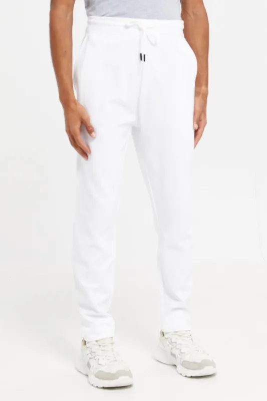 Men White Plain Joggers sold by Redtag