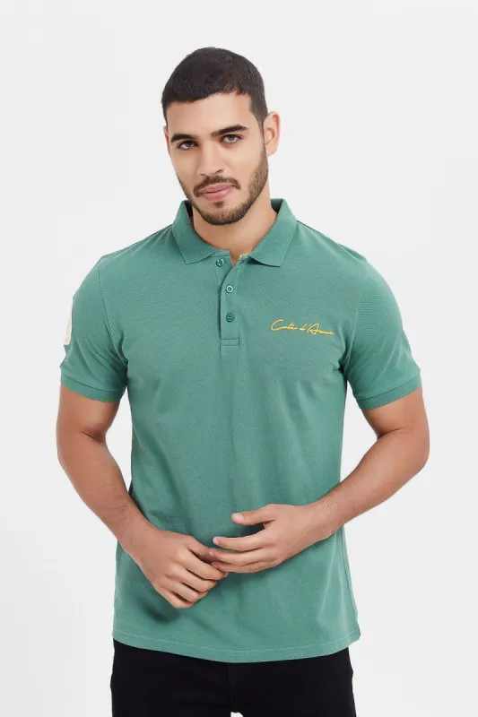 Men Green Varsity Sports Polo Shirt sold by Redtag