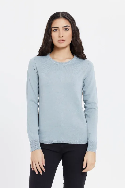 Women Blue Basic Pullover sold by Redtag