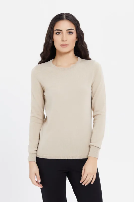 Women Beige Basic Pullover sold by Redtag