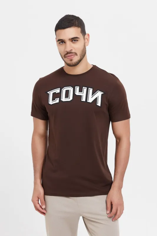 Men Brown Graphic T-Shirt sold by Redtag