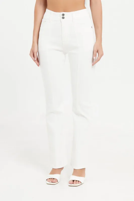 Women White High Waist Fit Flare Jeans sold by Redtag