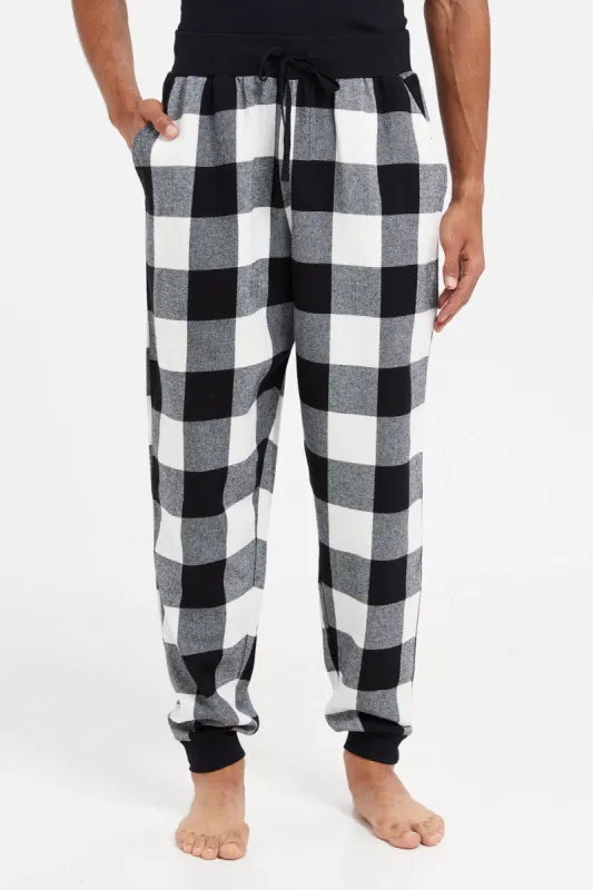 Men Black And White Checkered Pyjama Bottom sold by Redtag
