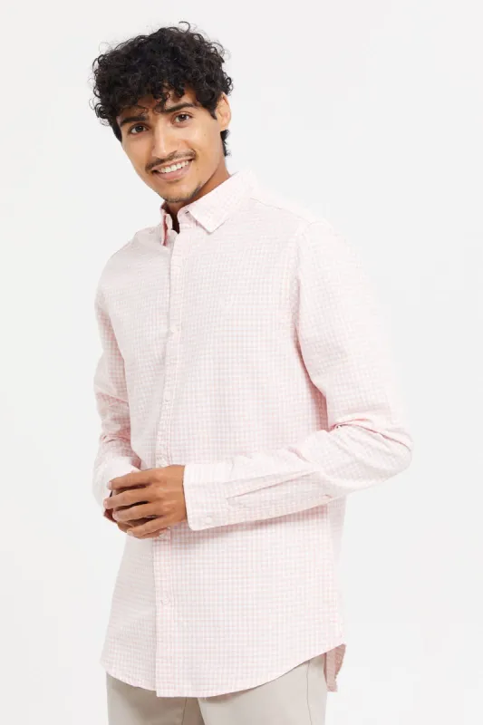Men Pink Checkered Oxford Shirt sold by Redtag