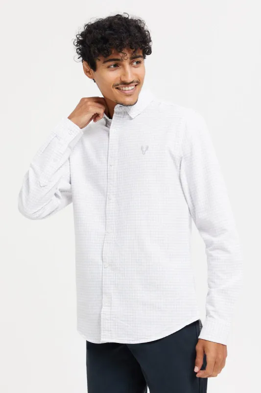 Men Grey Checkered Oxford Shirt sold by Redtag