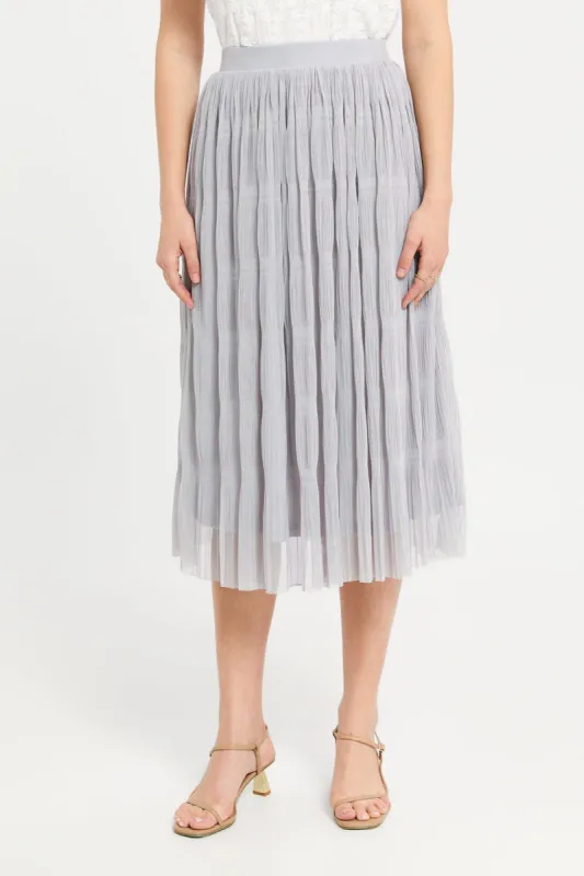 Women Grey Pleated Skirt sold by Redtag