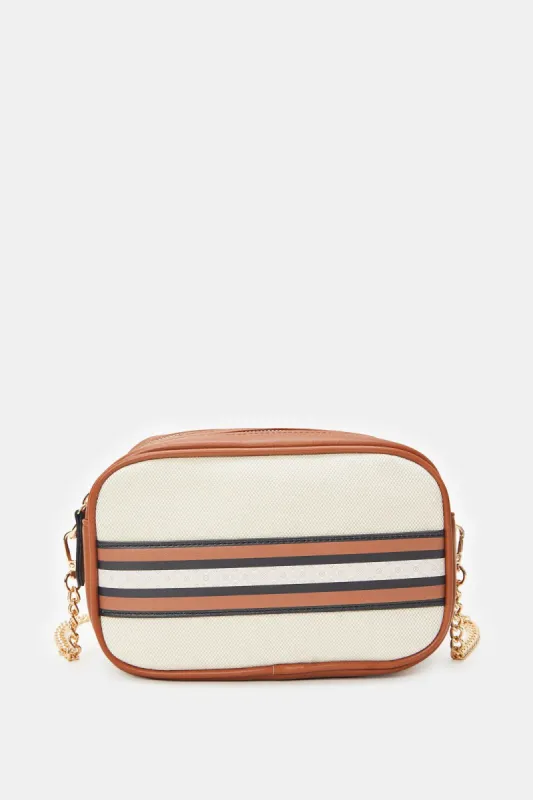 Women Beige & Tan Cross Body Bag sold by Redtag