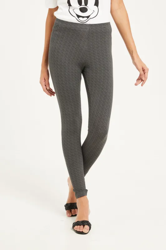 Women Grey Printed Leggings sold by Redtag