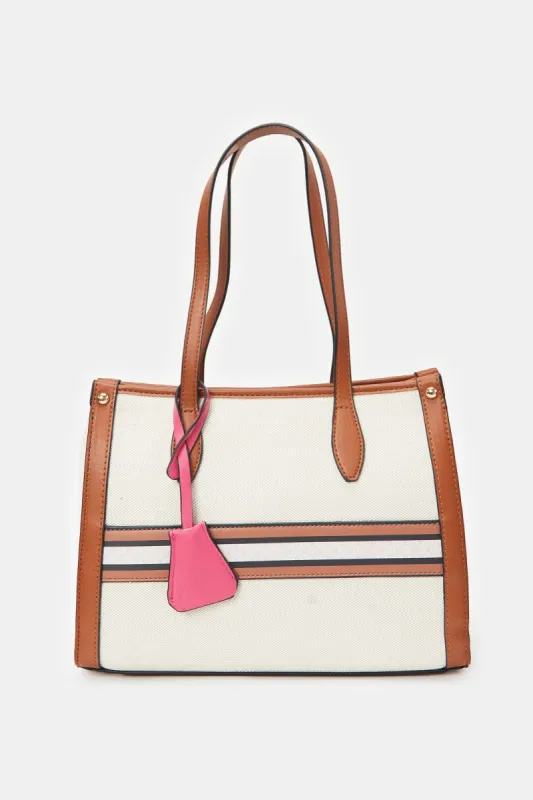Women Beige Canvas Tote Bag sold by Redtag