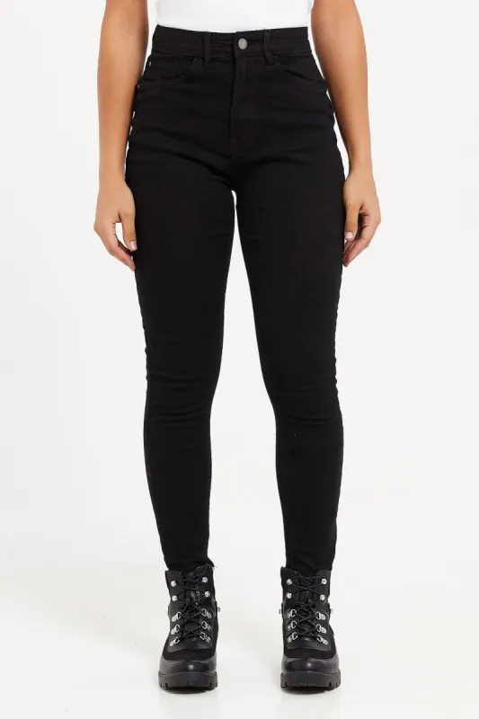 Women Black High Waist Skinny Fit Jeans sold by Redtag