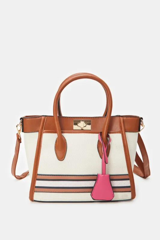 Women Beige Canvas Day Bag sold by Redtag