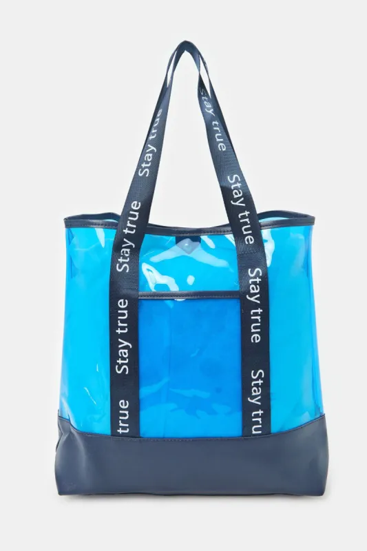 Women Blue Printed Shopper Bag sold by Redtag