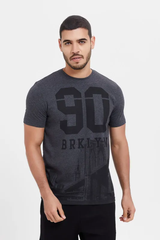 Men Charcoal Graphic T-Shirt sold by Redtag