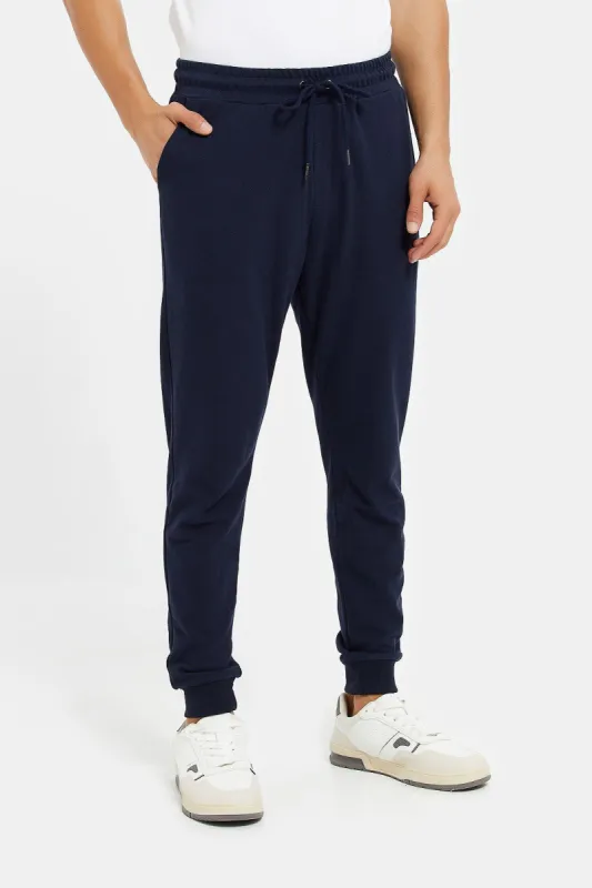 Men Navy Pique Jogger sold by Redtag