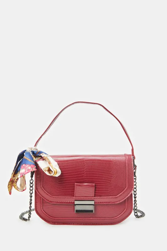 Women Burgundy  Embellished Cross Body Bag sold by Redtag
