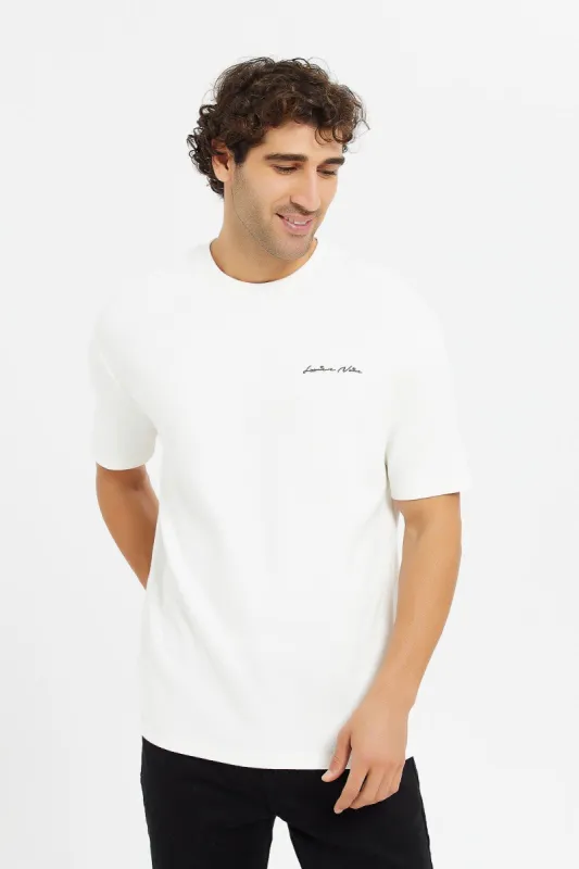 Men White Textured Fabric Lounge Shirt sold by Redtag