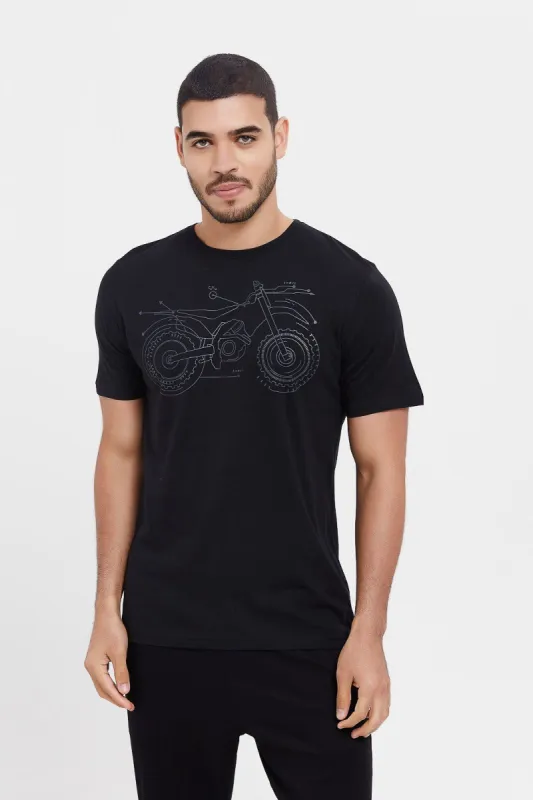 Men Black Graphic T-Shirt sold by Redtag