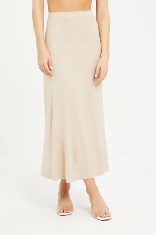 Women Beige Soft Touch Volume Maxi Skirt sold by Redtag