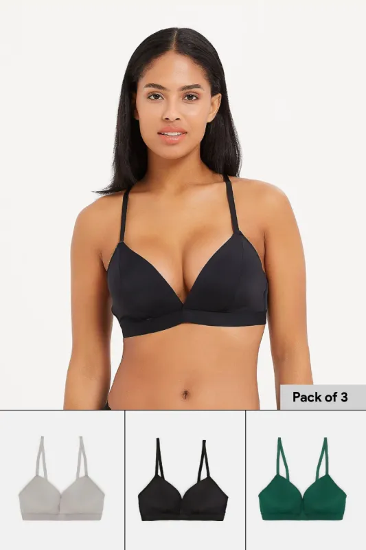 Women Assorted Non-Wired Bras Set (Pack of 3) sold by Redtag