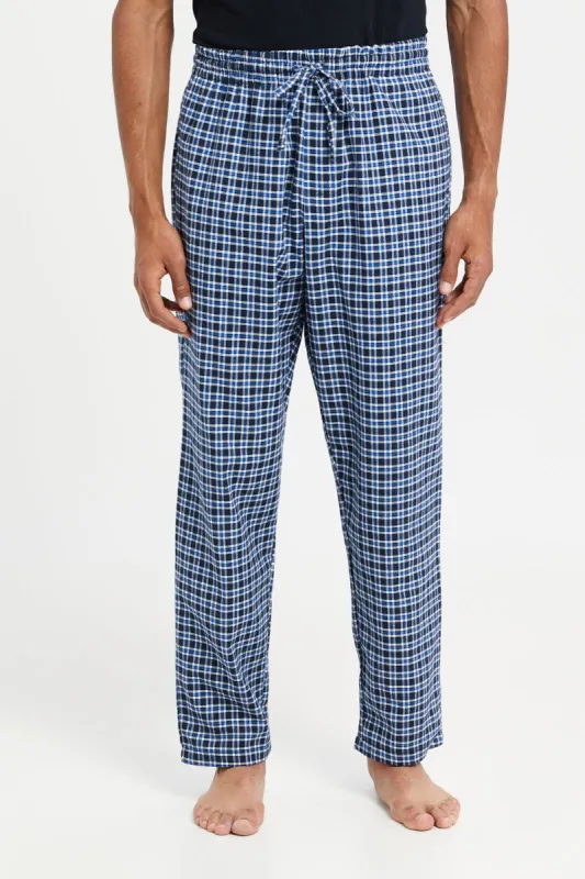 Men Blue Checkered Pyjama Bottom sold by Redtag