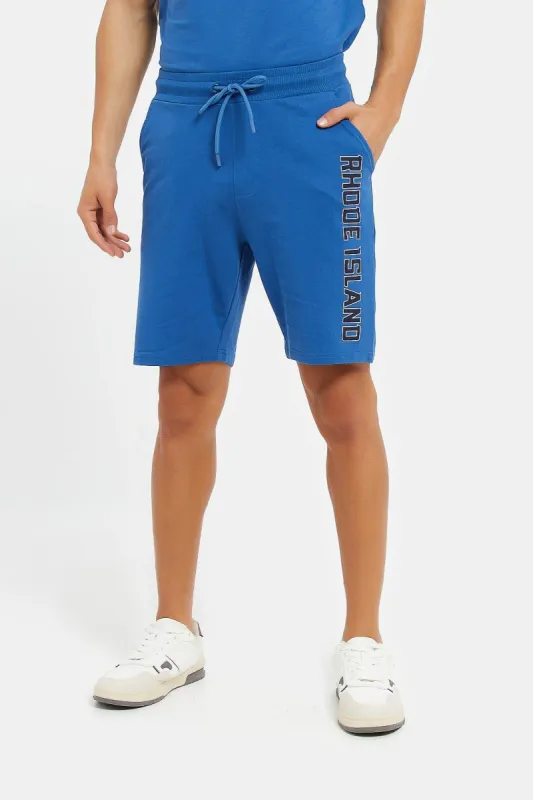 Men Blue Varsity Lounge Shorts sold by Redtag