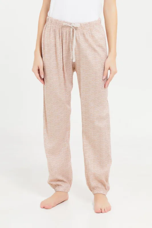 Women Beige Printed Pyjama Bottom sold by Redtag