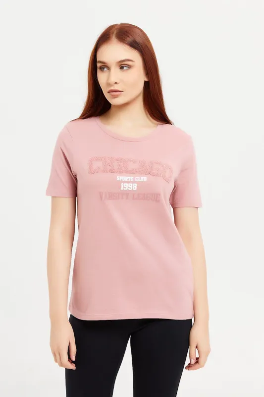 Women Pink Chicago Applique T-Shirt sold by Redtag