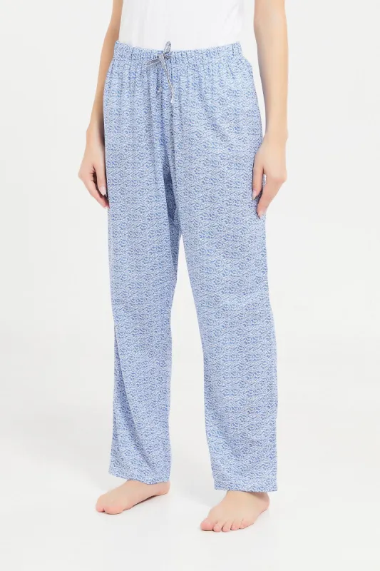 Women Blue Allover Print Pyjama Bottom sold by Redtag