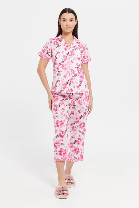 Women Pink Printed Pyjama Set (2 Piece) sold by Redtag