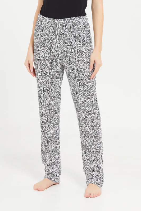Women Black And White Allover Print Pyjama Bottom sold by Redtag