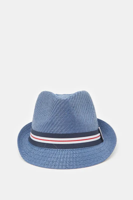 Men Navy Fedora Hats With Band sold by Redtag