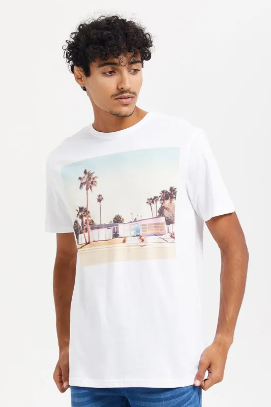 Men White Graphic Print T-Shirt sold by Redtag