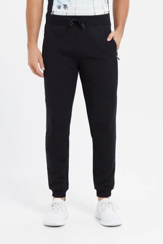 Men Black Stretch Biker Jogger sold by Redtag