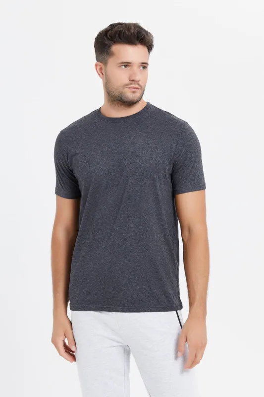 Men Charcoal Basic T-Shirt sold by Redtag